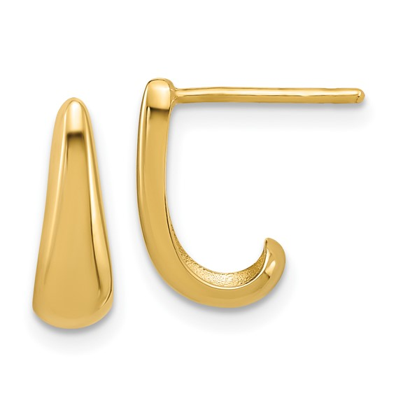 14K YELLOW GOLD POLISHED J HOOP POST EARRING