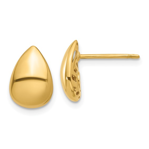 14K YELLOW GOLD POLISHED TEARDROP POST EARRINGS