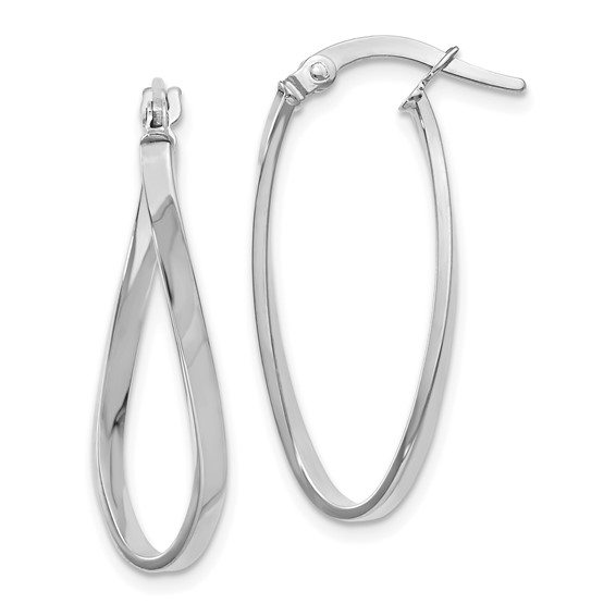 14K WHITE GOLD TWISTED HOOP EARRINGS