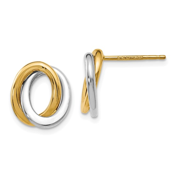 14K TWO TONE LOVE KNOT EARRINGS