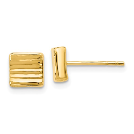 14K YELLOW GOLD SQUARE DESIGN POST EARRINGS