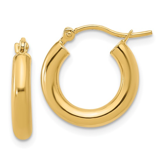 14K YELLOW GOLD POLISHED HOOP EARRINGS