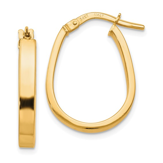 14K YELLOW GOLD U SHAPED SQUARE TUBE HOOP EARRING