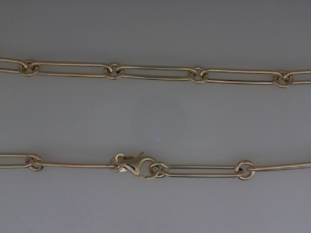 14K YELLOW GOLD 18" ELONGATED OVAL LINK NECKALCE WITH A ROUND LINK AND A LOBSTER CLASP