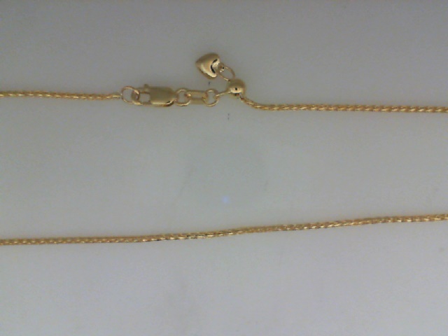 14K YELLOW GOLD 22" 1.2MM ADJUSTABLE DIAMOND CUT WHEAT CHAIN WITH A LOBSTER CLASP