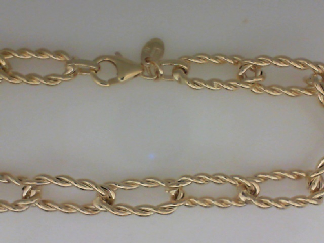 14K YELLOW GOLD 7.5" OVAL POLISHED TWISTED LINK BRACELET WITH A LOBSTER CLASP