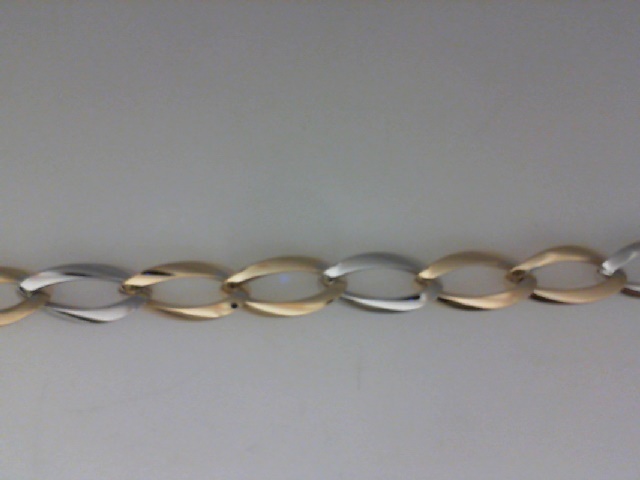 14K WHITE AND YELLOW GOLD GOLD OPEN OVAL LINK BRACELET