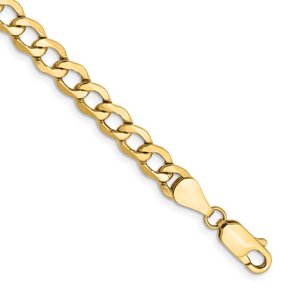 14K YELLOW GOLD 8" 5.25MM SEMI SOLID CURB CHAIN WITH A LOBSTER CLASP