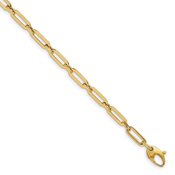 14K YELLOW GOLD 7.5" POLISHED FLAT OVAL LINK BRACELET WITH A LOBSTER CLASP