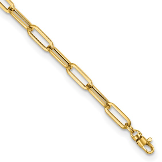 14K YELLOW GOLD 7.5" FANCY LINK PAPERCLIP BRACELET WITH A LOBSTER CLASP