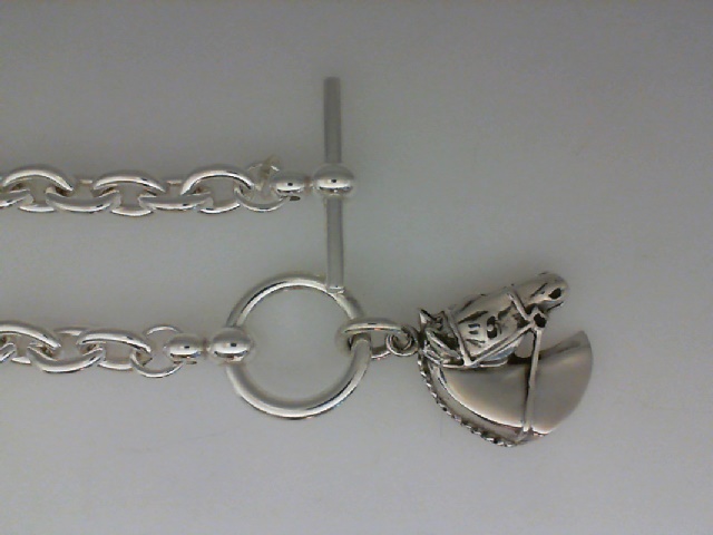 JANE HEART STERLING SILVER TOGGLE BRACELET WITH HUNTER/JUMPER HORSE