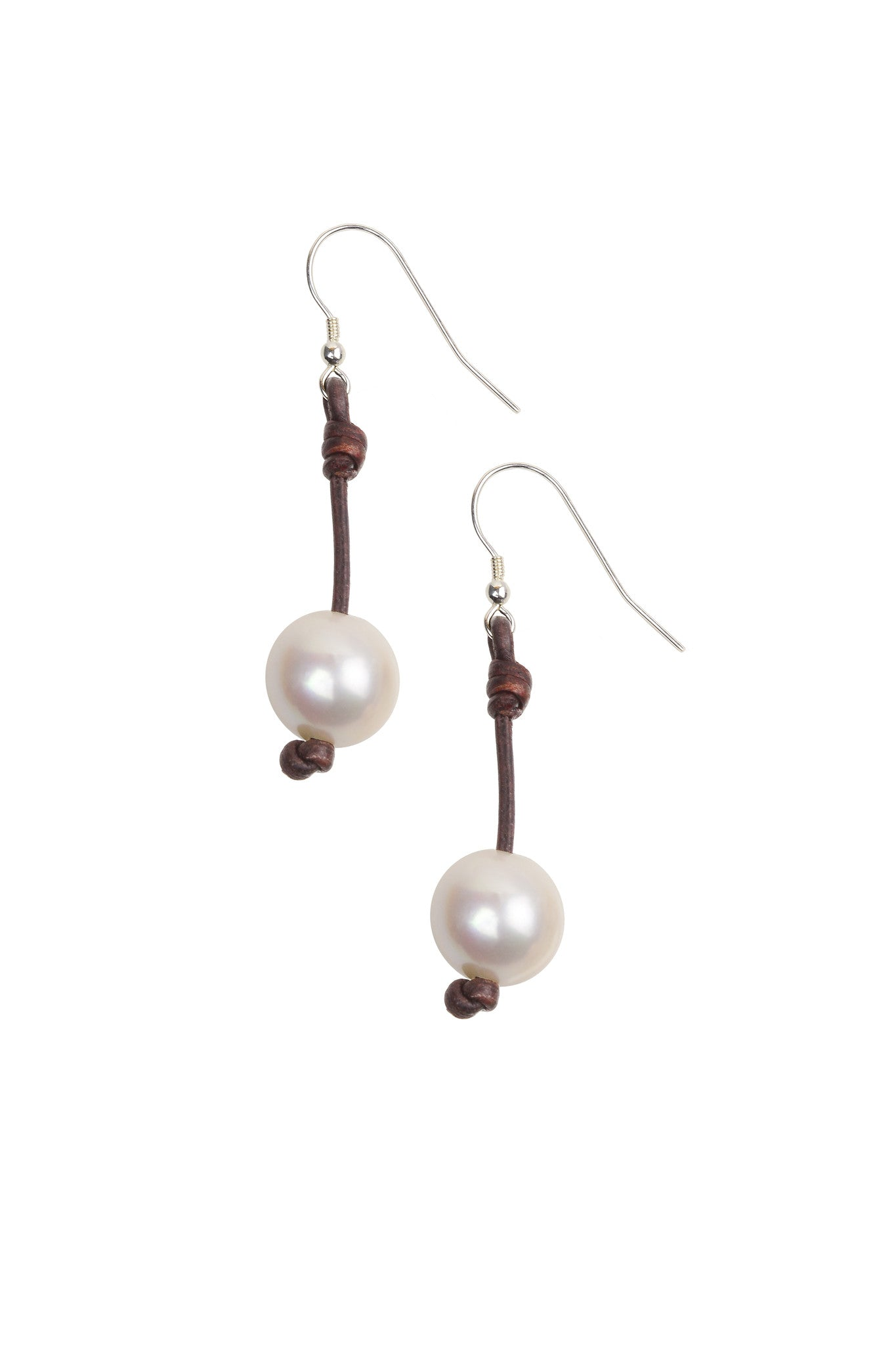 VINCENT PEACH LARGE SEAPLICITY 14MM FRESHWATER PEARL 2" DROP EARRINGS ON STERLING SILVER WIRES