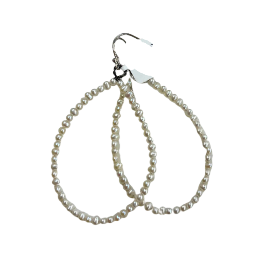 VINCENT PEACH OPEN PEAR SHAPED SEED PEARL EARRINGS ON WIRE