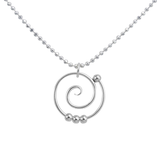 SARATOGA JEWELS STERLING SILVER DEW DROP SPIRAL PENDANT NECKLACE ON AN 18" BEAD CHAIN