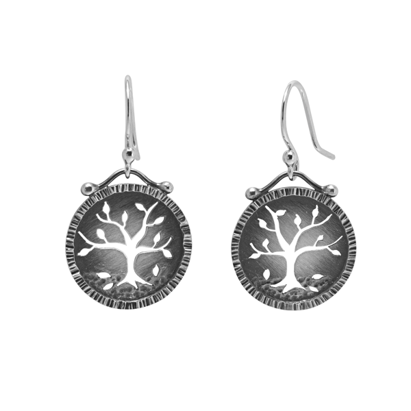 SARATOGA JEWELS STERLING SILVER WILDERNESS FALL TREE EARRINGS ON WIRES