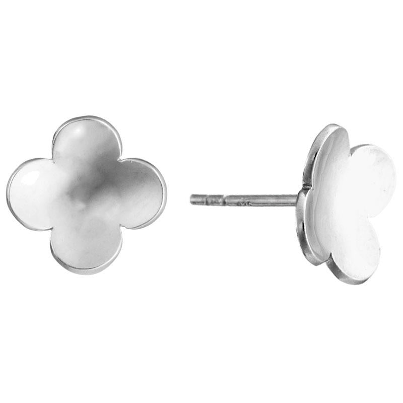 STERLING SILVER (RHODIUM PLATED) FLOWER POST EARRINGS