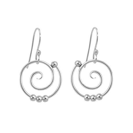 SARATOGA JEWELS STERLING SILVER DEW DROP SPIRAL EARRINGS