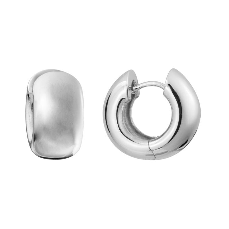 STERLING SILVER (RHODIUM PLATED) 16MMX9MM SMALL HUGGIE EARRINGS