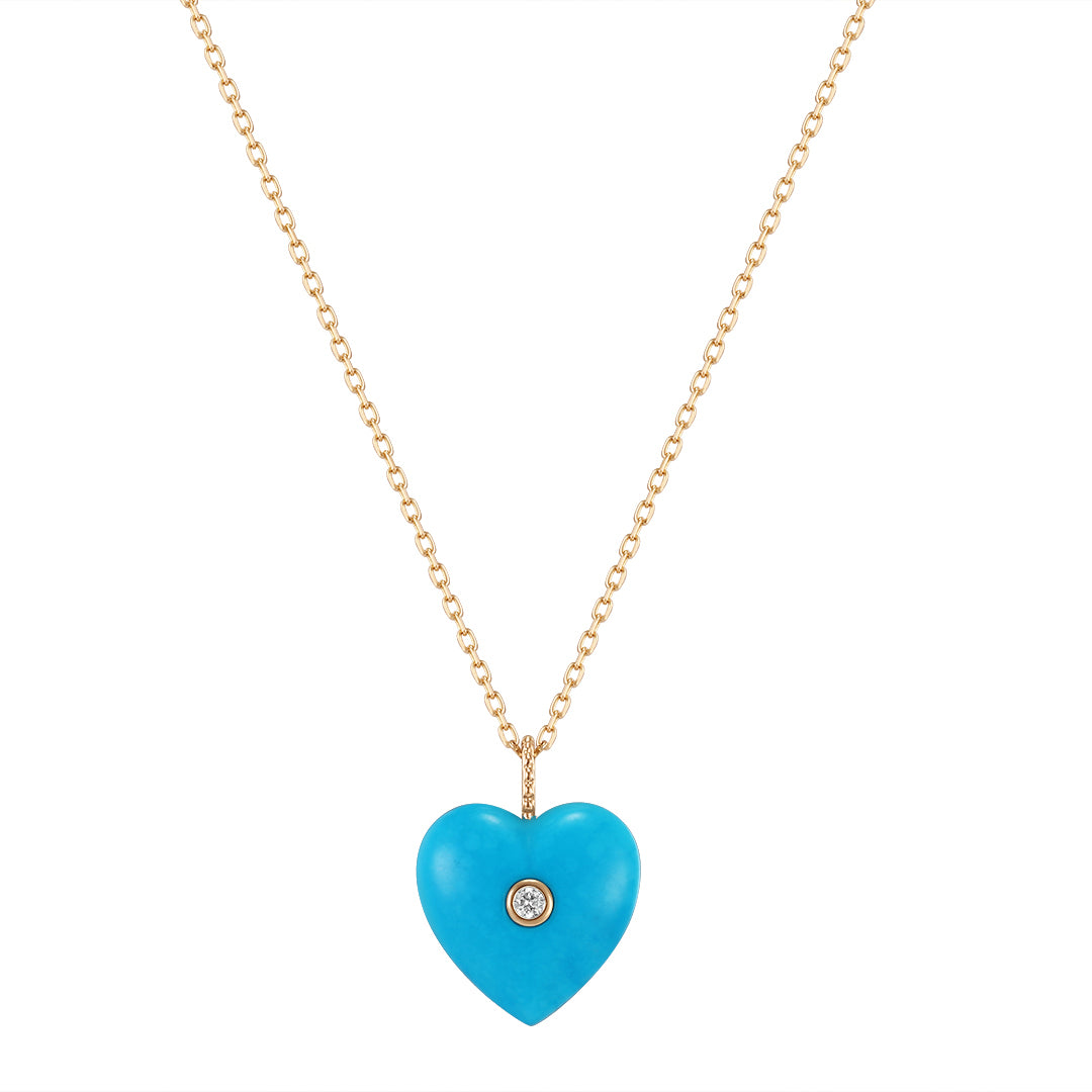 AURELIE GI 14K YELLOW GOLD "NEELA" REVERSIBLE HEART NECKALCE ON A 16/17/18" CHAIN