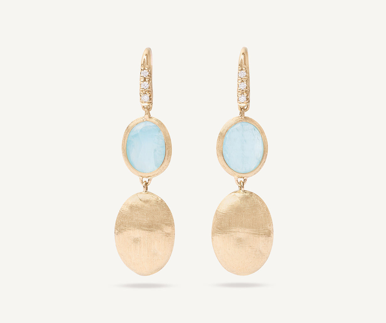 18k Yellow Gold With 0.05ctw Diamonds, Siviglia Aquamarine, Diamond Accent Drop Earrings By Marco Bicego