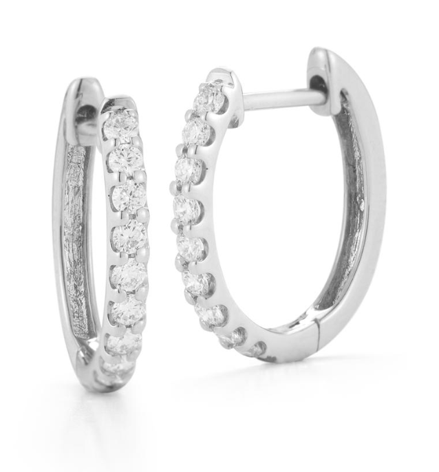 14k White Gold With 0.18ctw Diamonds, Huggie Earrings By Pd Collection