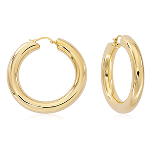 14k Yellow Gold 6mm X 30mm Medium Hoop Earrings By Pd Collection