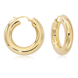 14k Yellow Gold Chubby Hoop Earrings By Pd Collection