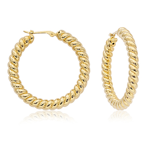 14k Yellow Gold 3.8mm Twisted Hoop Earrings 23mm Diameter By Pd Collection