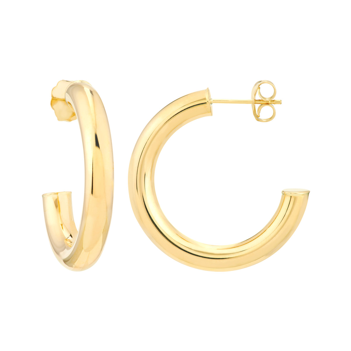 14k Yellow Gold 4.0mm X 25mm Open Hoop Earrings By Pd Collection