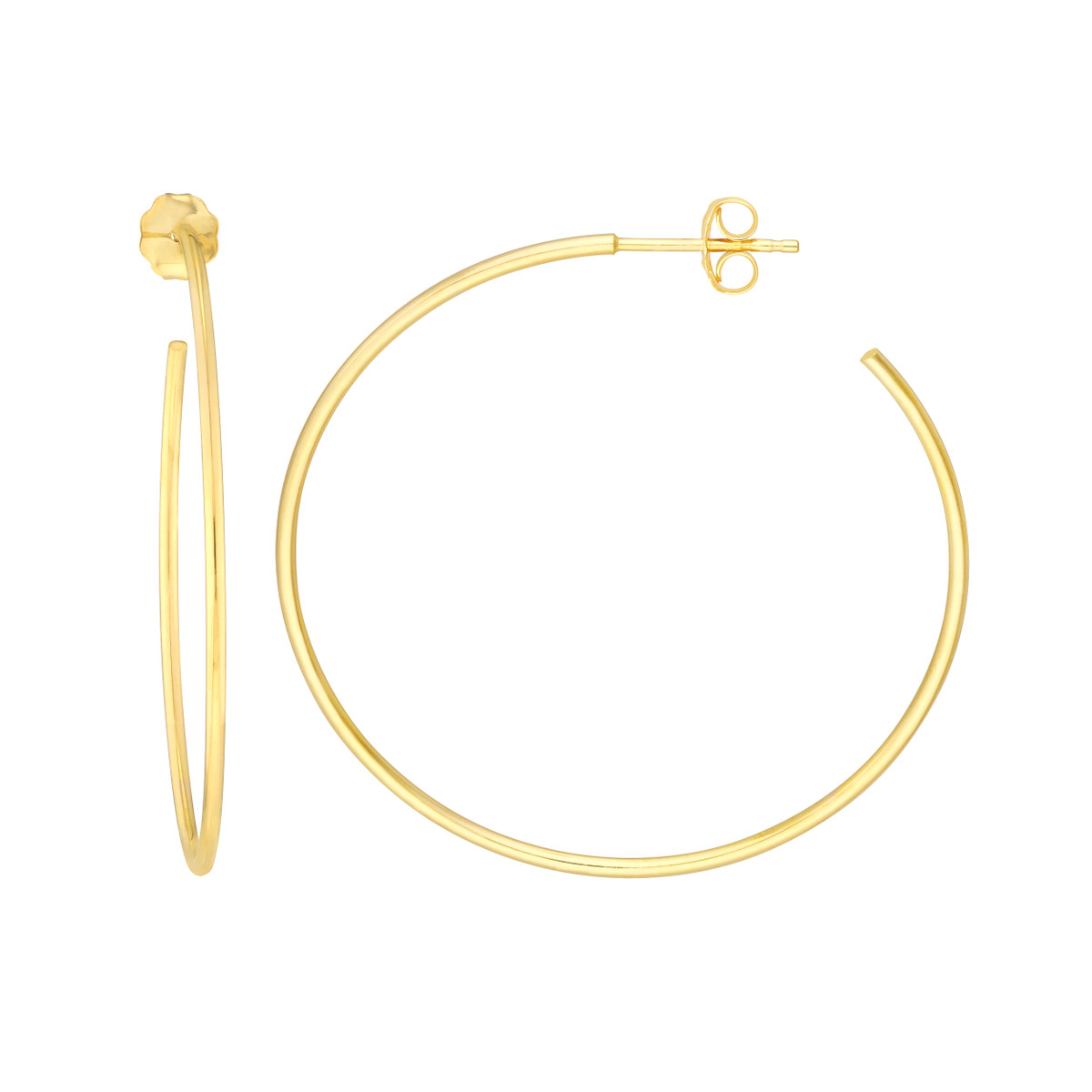 14k Yellow Gold 1.20mm Hoop Post Earrings By Pd Collection