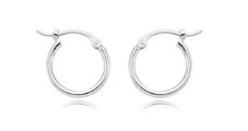 14k White Gold 1.5mm Small Tube Hoop Earrings 12mm Diameter By Pd Collection