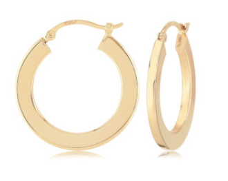 14k Yellow Gold 1.95mm Flat Hoop Earrings 20mm Diameter By Pd Collection