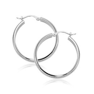 14k Half Round Tube Hoop Earrings