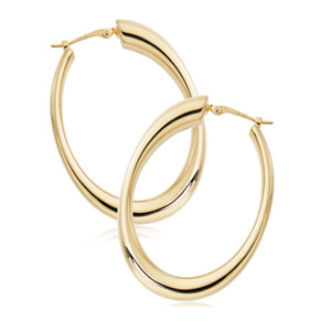 14k Yellow Gold Medium Oval Snapdown Hoop Earrings By Pd Collection