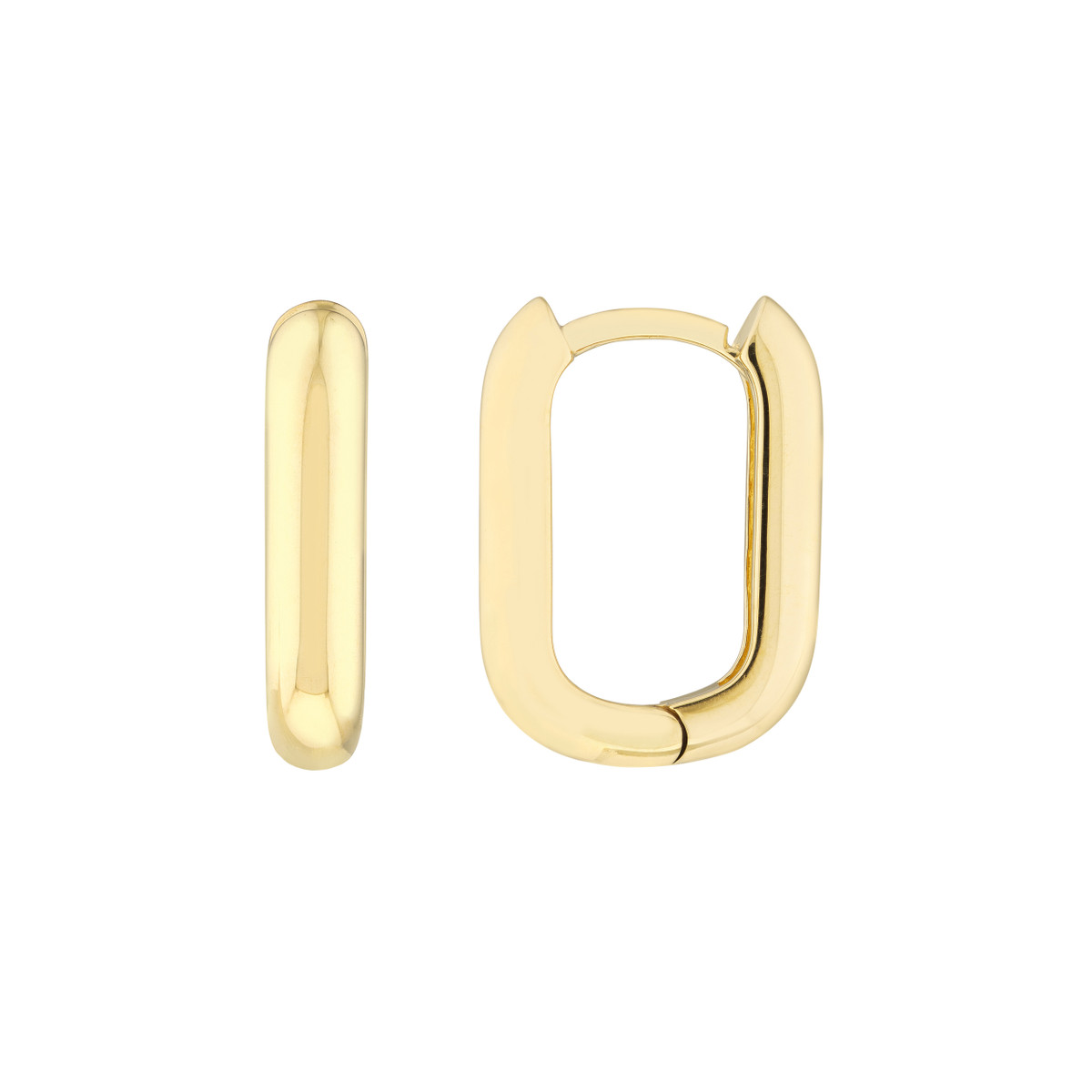 14k Yellow Gold 15mm Oblong Polished Hoop Earring By Pd Collection