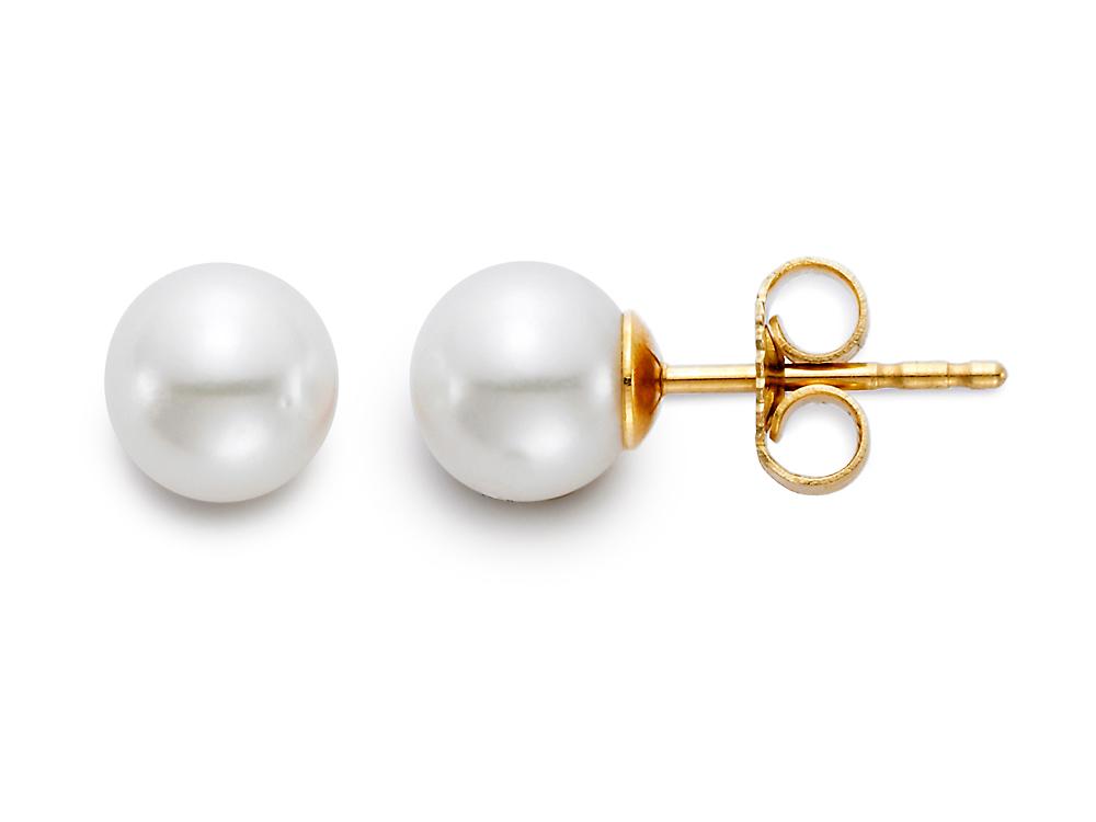 18k Yellow Gold With 5.5-6.0mm 'a' Pearls, Stud Earrings By Pd Collection