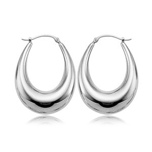 Sterling Silver Polished Oval Hoop Earrings By Pd Collection