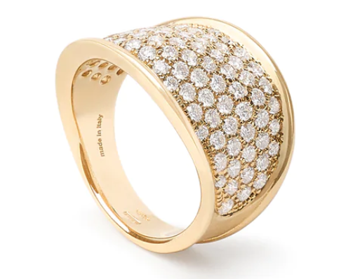 18k Yellow Gold With 1.66ctw Diamonds, Lunaria Pave Statement Ring Size 7 By Marco Bicego