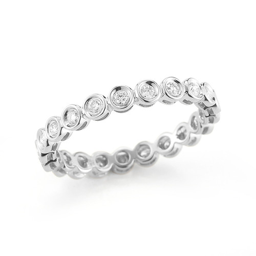 14k White Gold With 0.40ctw Diamond, Lulu Jack Bezel Eternity Ring, Size 6.5 By Dana Rebecca