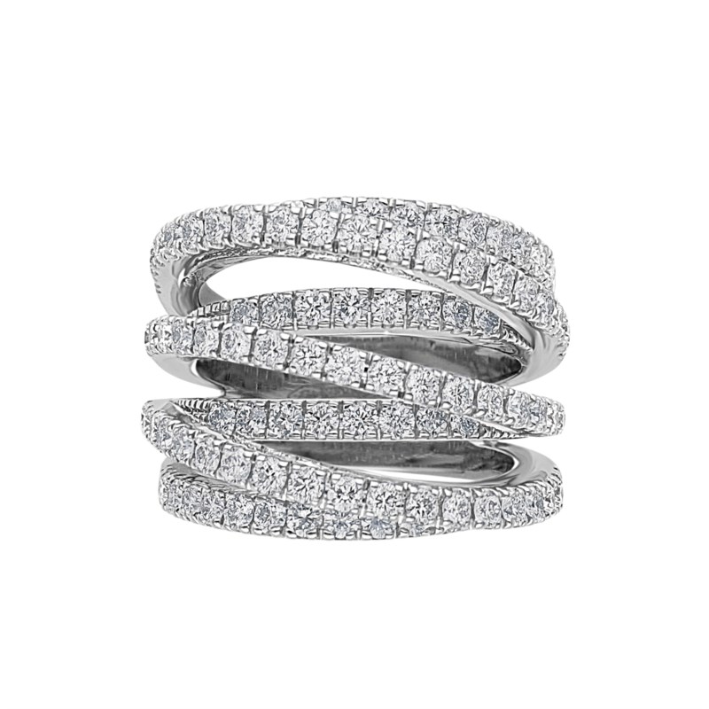 2.35ctw Diamonds Set In 18k White Gold Multi Row Crossover Ring By Leo Pizzo