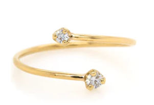 14k Yellow Gold With 0.08ctw Diamonds, Round Cut Diamond Mixed Prong Bypass Ring, Size 6, By Zoe Chicco