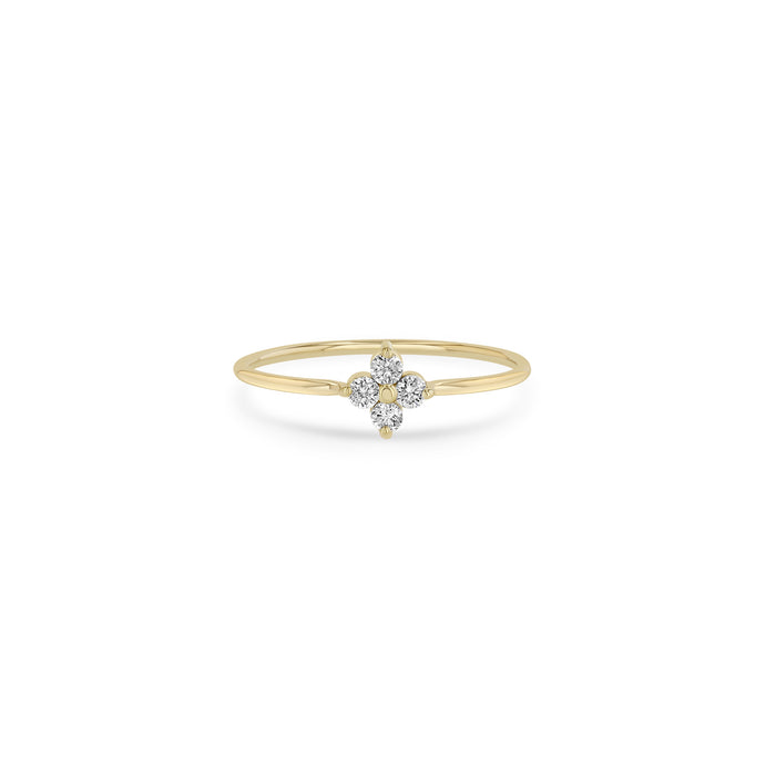 14k Yellow Gold With 0.12ctw Diamonds, Four Stone Cluster Prong Set Ring, Size 6, By Zoe Chicco