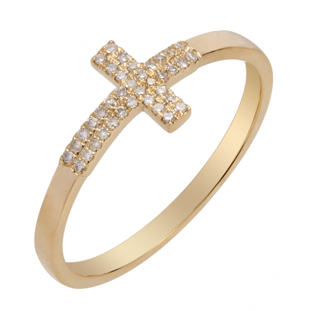 14k Cross Diamond Ring