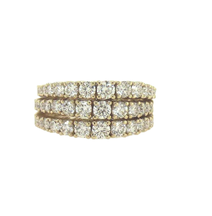 18k Yellow Gold With 2.72ctw Diamonds, Three Rows Of Graduating Diamonds 3/4 Of The Way Around The Shank, Ring By Leo Pizo