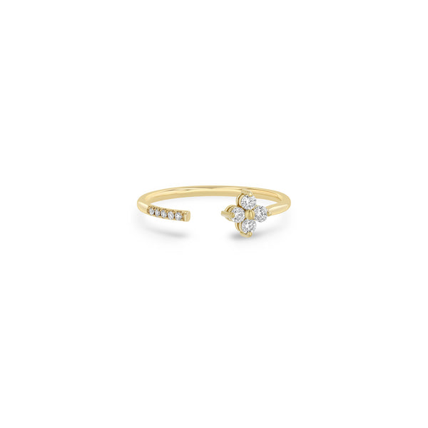 14k Yellow Gold With 0.18ctw Diamonds, Quad And Pave Diamond Open Ring By Zoe Chicco