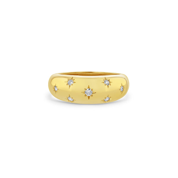 14k Yellow Gold With 0.14ctw Diamonds, Scattered Star Set Diamond Small Aura Ring Size 7 By Zoe Chicco