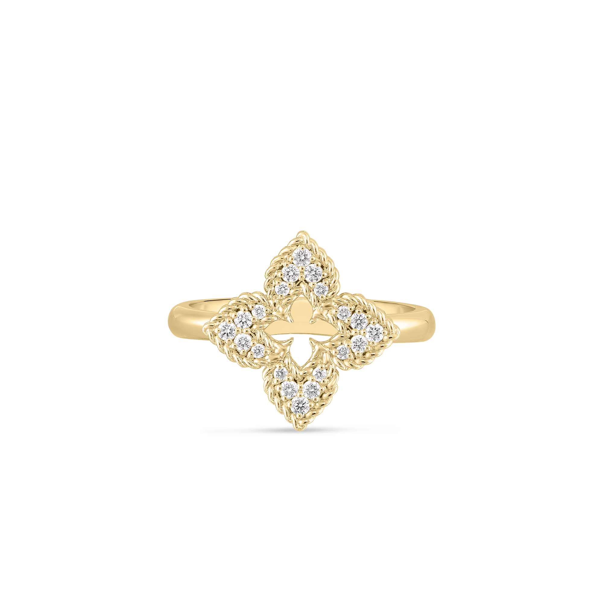 18k Yellow Gold With 0.15ctw Diamond Vantian Princess Small Diamond Pave Flower Ring, Size 6.5 By Roberto Coin