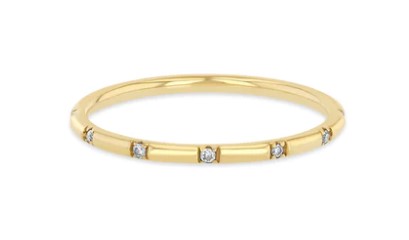 14k Yellow Gold With 0.06ctw Diamonds, 12 Station Pave Set Diamond Ring Size 6, By Zoe Chicco