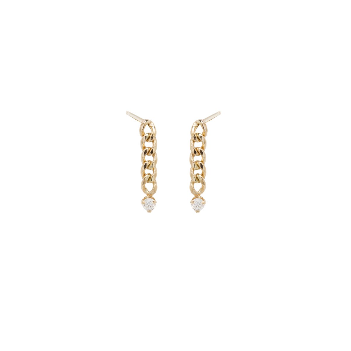 14k Yellow Gold With 0.10ctw Diamonds, Small Curb Chain Drop Earrings By Zoe Chicco
Sold As Pair