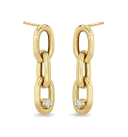 14k Yellow Gold With 0.06ctw Diamonds Xxl Square Oval Link Chain Drop Earrings By Zoe Chicco